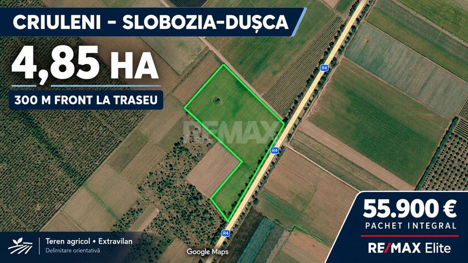 4,85 HA CU DESCHIDERE DE 300 M LA TRASEU | CRIULENI – SLOBOZIA-DUȘCA - Poză 1