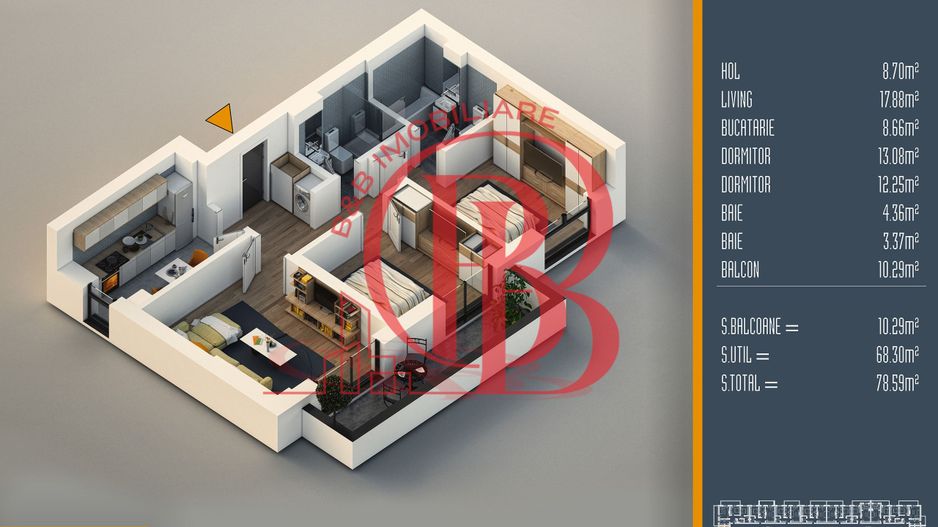 Oferta Lansare 3 camere proiect nou Pallady - Schiță 1