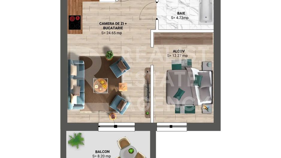 Studio modern de vânzare în nordul capitalei, lângă pădure - Schiță 12