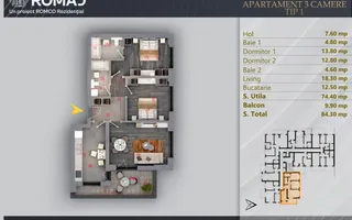 Apartament 3 camere Premium Pallady-Sector 3 - Schiță 12