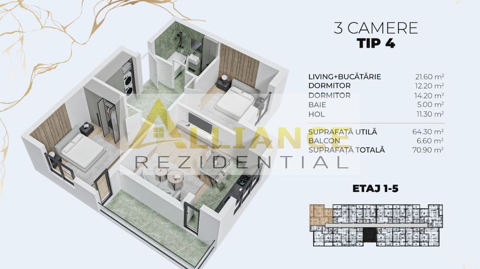 3 camere | Avans 5% | 124.550€ TVA inclus | Popesti | Biruintei - Poză 7