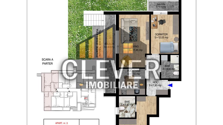 Apartament 3 camere cu Gradina 90mp Th Pallady Sector 3 - Schiță 6