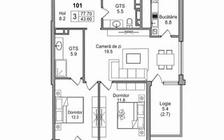 Vânzare, apartament, 2 camere, str. Durlești, Dumbrava - Poză 2