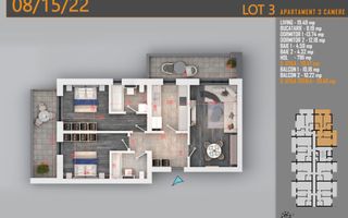 Apartament 3 camere Titan Th. Pallady-Sector 3-Metrou Teclu - Schiță 1