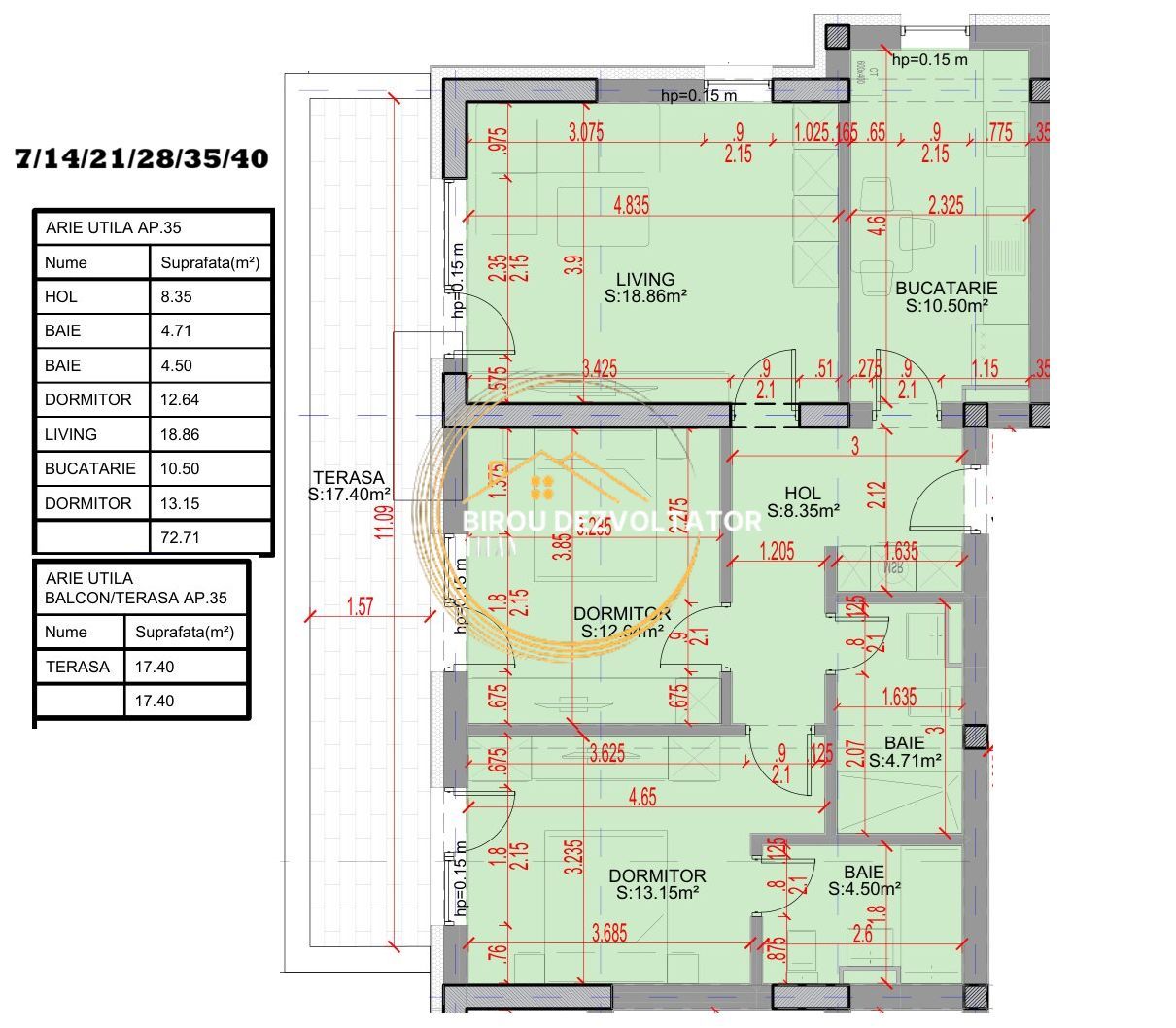 Mare Decomandat Titan Pallady Parcul Teilor Ansamblu modern Parcare - Schiță 2