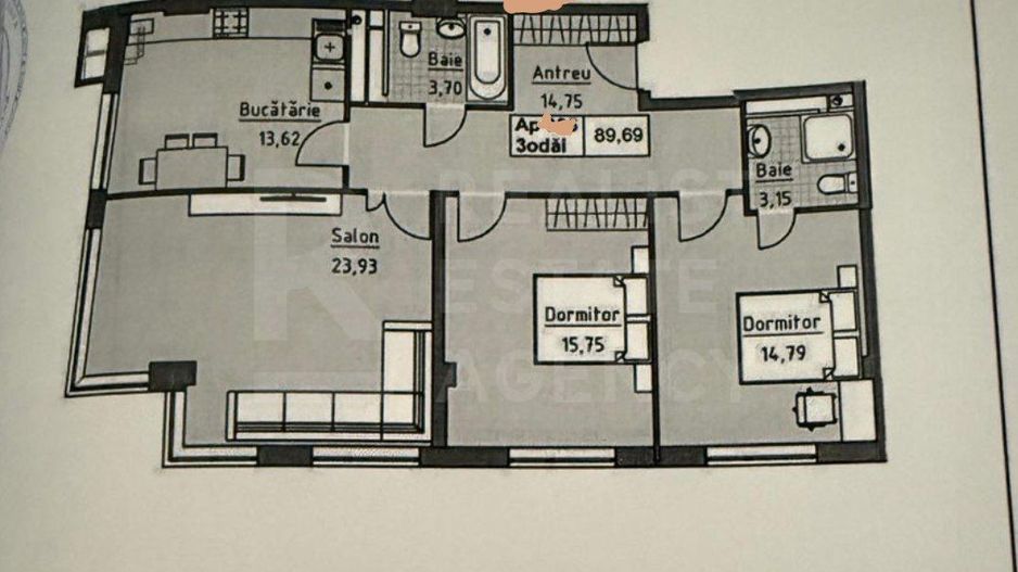 Vânzare, apartament, 3 camere, strada Ceucari, Râșcani - Schiță 2