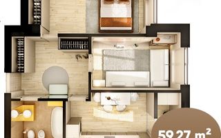 Vânzare, apartament, 2 camere, str. Nicolae Dimo, Durlești - Poză 1