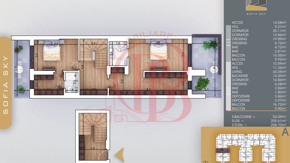Apartament 4 camere Vedere Panoramica Mutare Rapida - Schiță 4