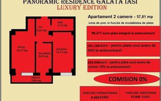 Apartament 2 camere de vanzare in Iasi, Galata, 57,81 mp, bloc nou - Poză 14