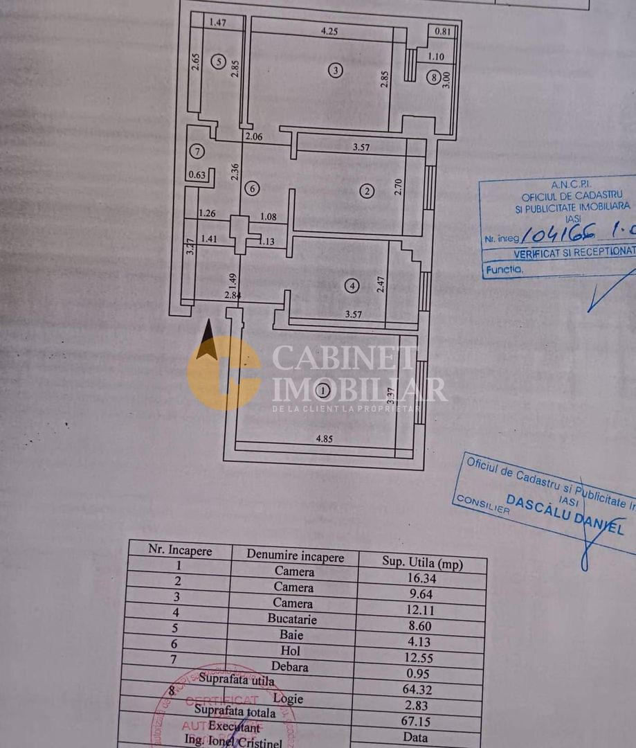 3 CAMERE DECOMANDAT - ETAJ INTERMEDIAR - PACURARI - Schiță 12