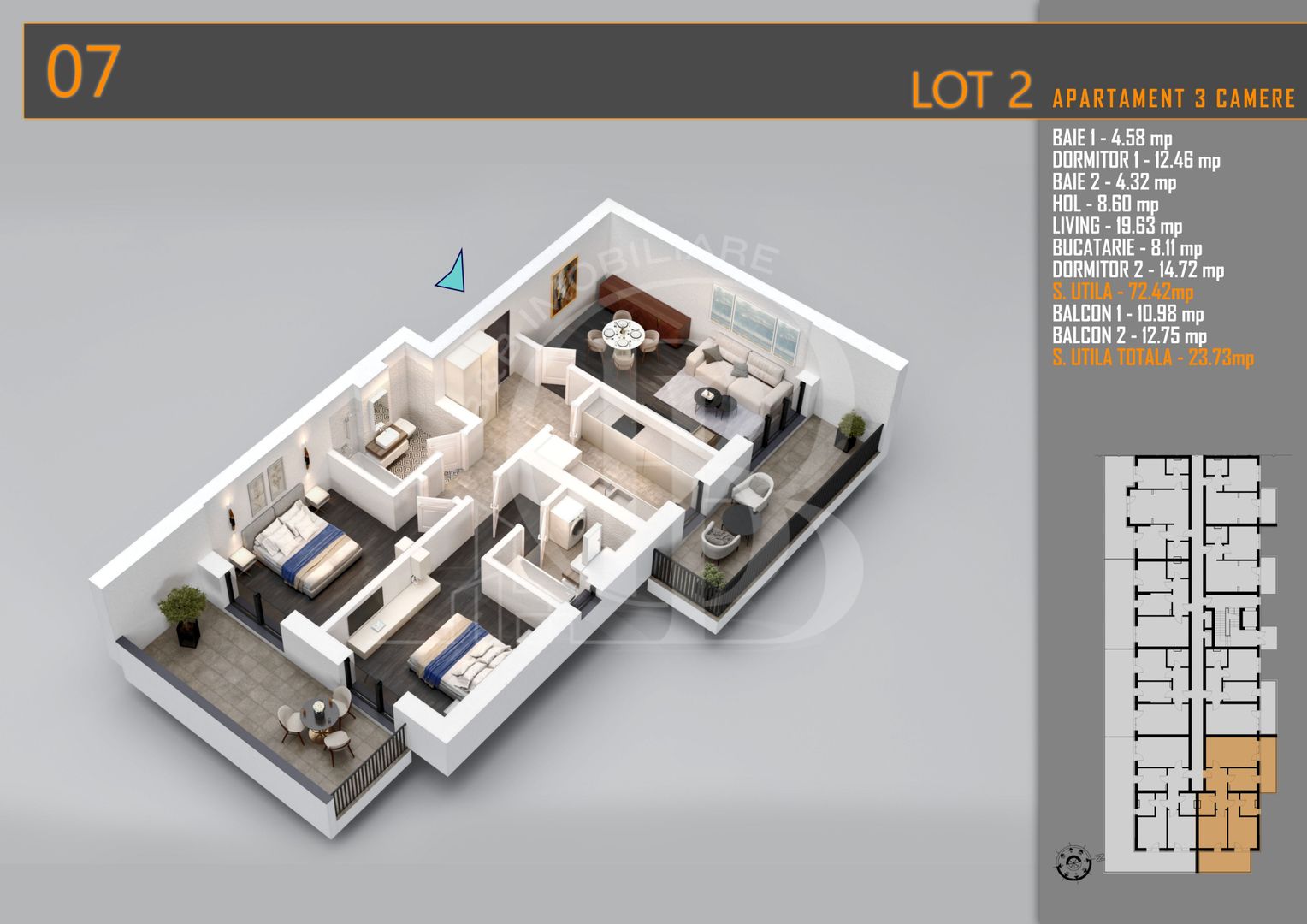 Apartament 3 camere Decomandat Titan Th. Pallady-Sector 3 - Schiță 5