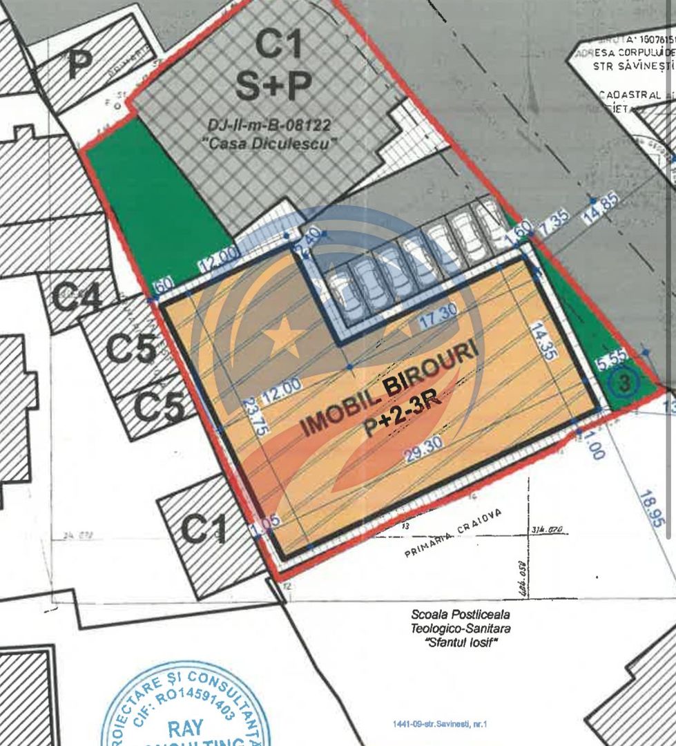 Teren 1302 mp/cladiri birouri/proiect P+2-3R/ultracentral/Craiova - Poză 9