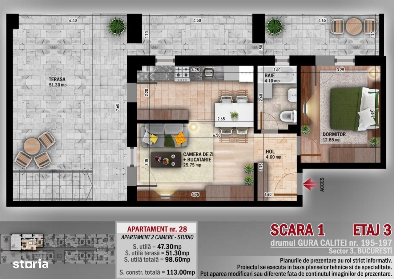 BRASADAS vinde Penthouse 4 cam spatios Metrou Parc Titan - Poză 4