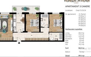 APARTAMENT 3 CAMERE | 92 MP | PASARELA BERCENI - Poză 1