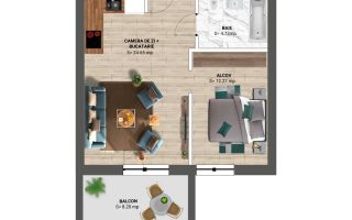 Studio modern de vânzare în nordul capitalei, lângă pădure - Schiță 12