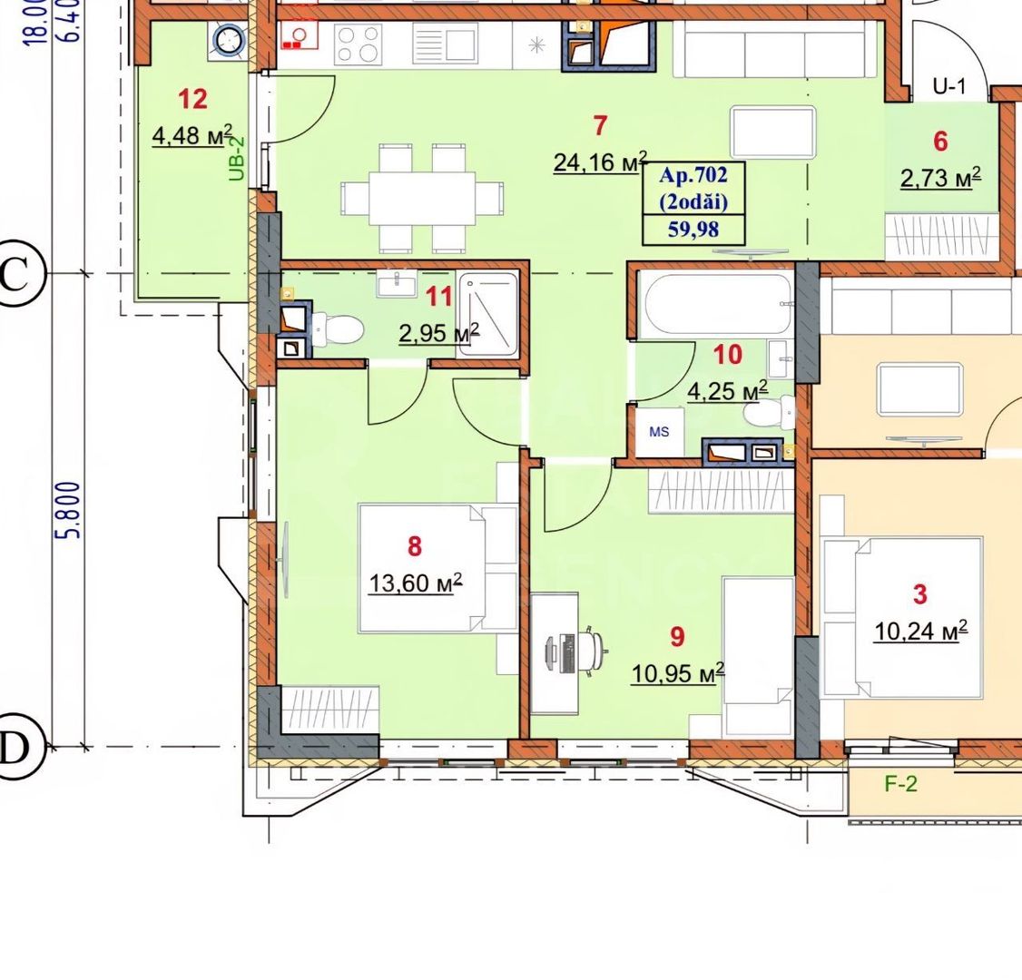 Vânzare, apartament, 2 camere, 60 mp, bd. Europei, Botanica - Poză 5