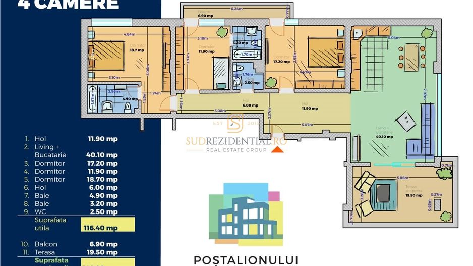 Apartament nou cu terasa, 4 camere, Brancoveanu, Sect.4, Comision 0 - Poză 15