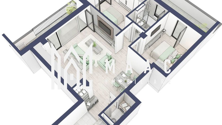 Apartament 3 camere | Balcoane 15.1 mp | Turnisor | F2 - Poză 3