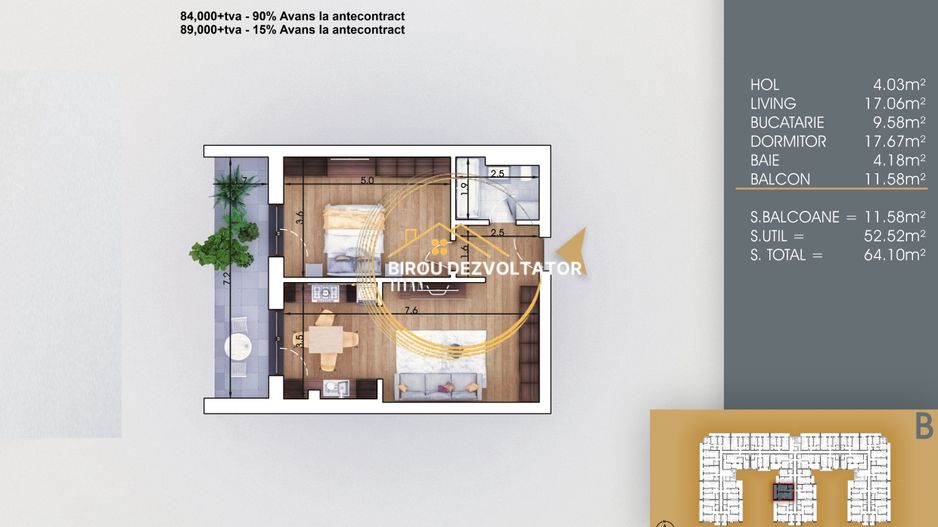 Pret promo Decomandat 8 minute de metrou Teclu TVA 9% mutare rapida - Poză 2