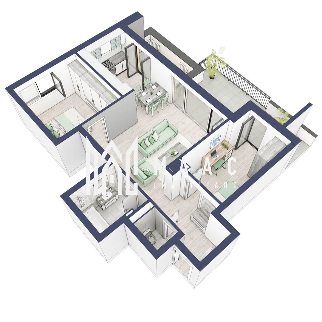 Apartament 3 camere | Balcon 22.2 mp | Etaj 3 | Turnisor - Poză 5