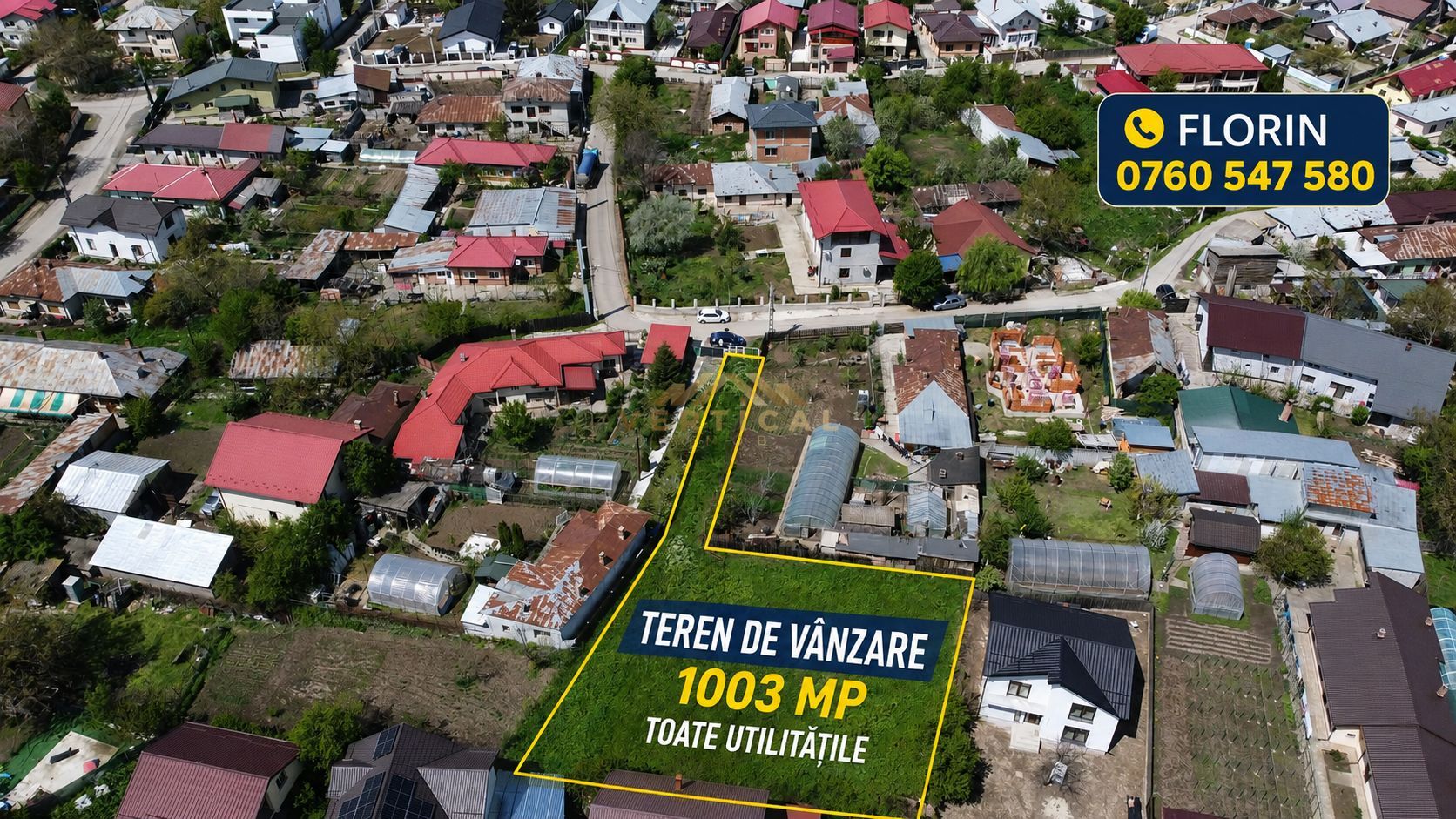 TEREN INTRAVILAN 1.003 MP – TOATE UTILITĂȚILE–IDEAL PENTRU CONSTRUCȚIE - Poză 2