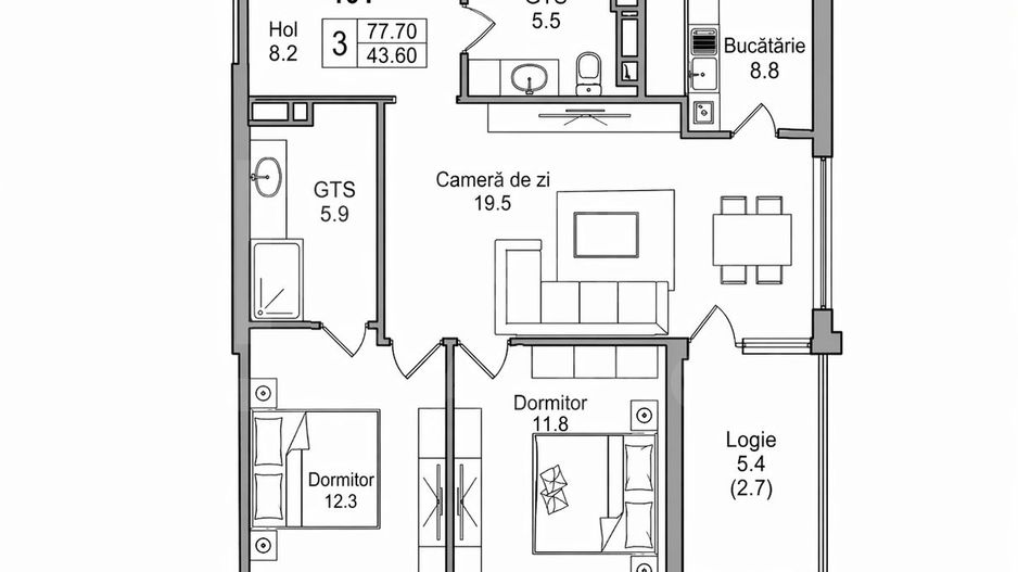 Vânzare, apartament, 2 camere, str. Durlești, Dumbrava - Poză 2