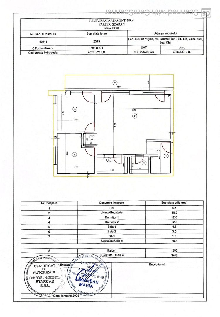 Apartament 3 camere, Bloc nou, Parcare  Teren 80MP, Jucu, COMISION 0% - Poză 2