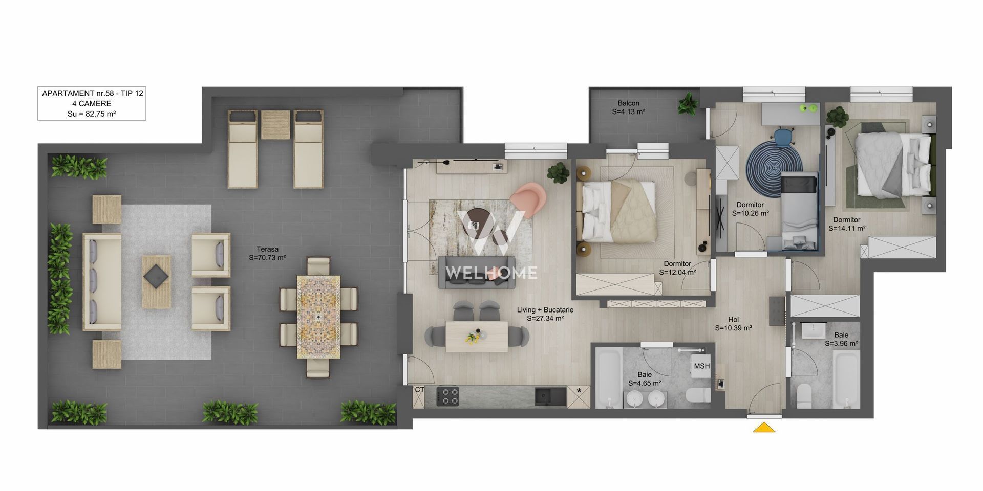 Penthouse  LA CHEIE, bloc nou, Sibiu,Kaufland - Schiță 4