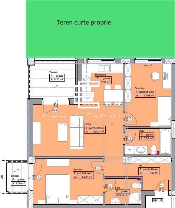 Apartament 3 camere, 71 mp,gradina 50 mp -  Selimbar - Schiță 13