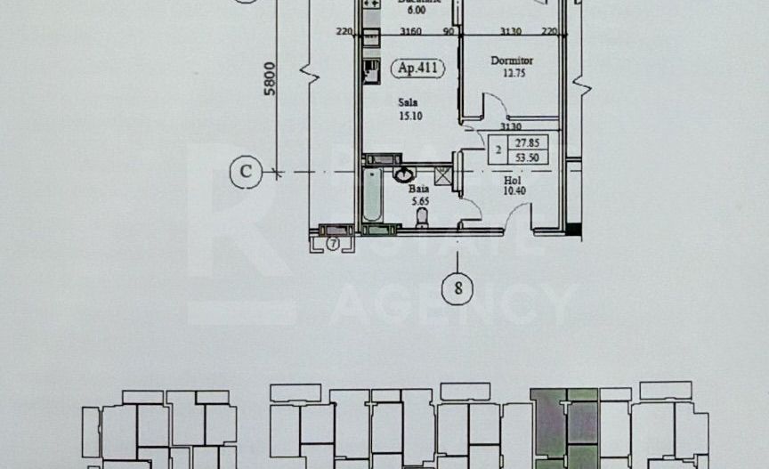 Vânzare, apartament, 1 cameră, Bulevardul Europei, Botanica. - Schiță 5