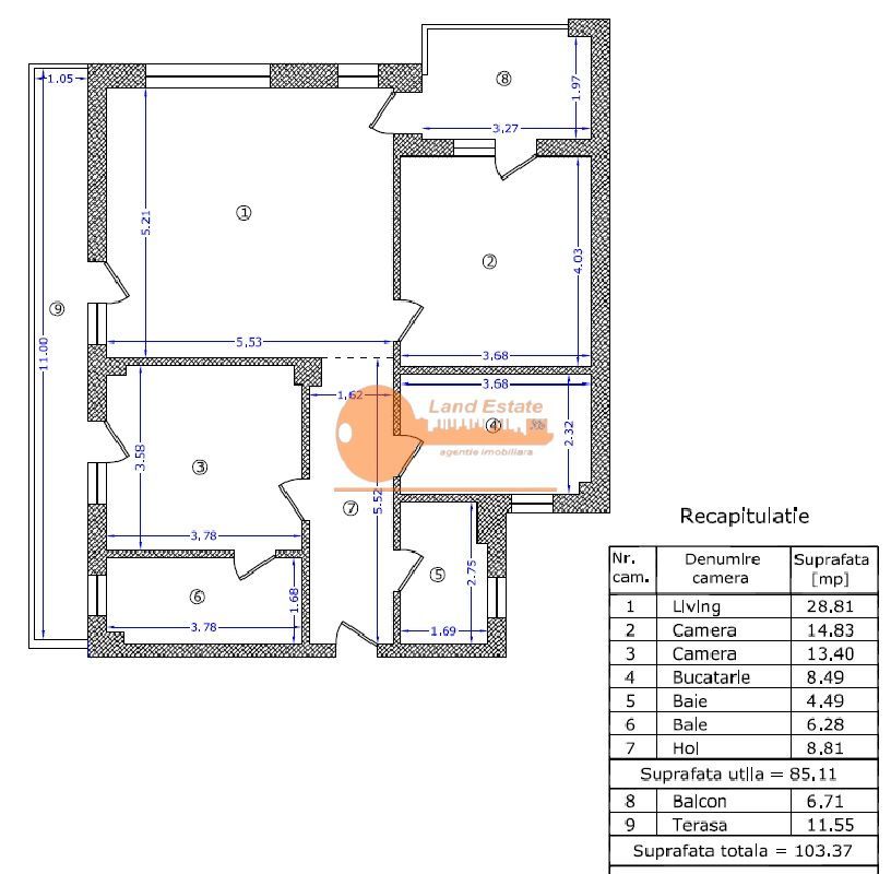 Apartament de Lux cu 3 Camere – 85 mp utili + Terasă 18 mp - Schiță 10