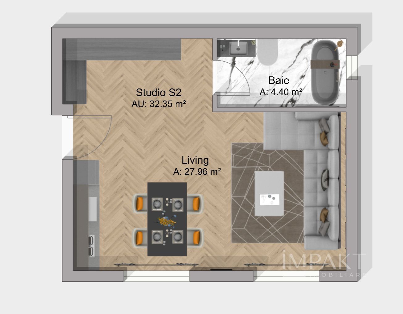 Studio 32 mp | Bloc Nou | Ideal Investitie | Floresti - Schiță 3
