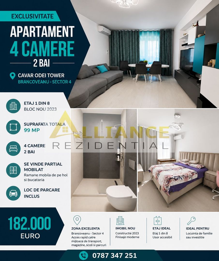 | Apartament 4 Camere | 2 Bai | Cavar Odei Tower | Brancoveanu - Poză 1