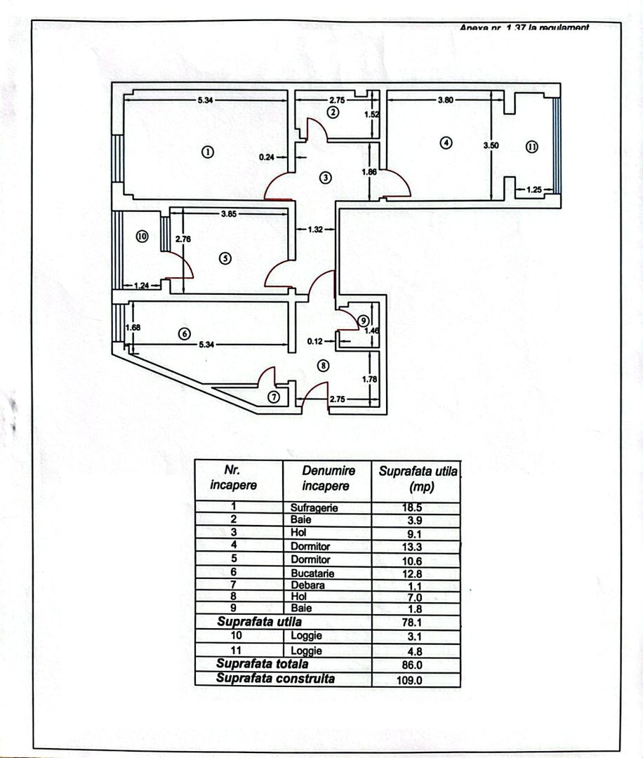 Apartament 3 camere, ETAJ 1, 109 mp, mobilat și utilat, VASLUI - ANA IPĂTESCU; - Poză 12
