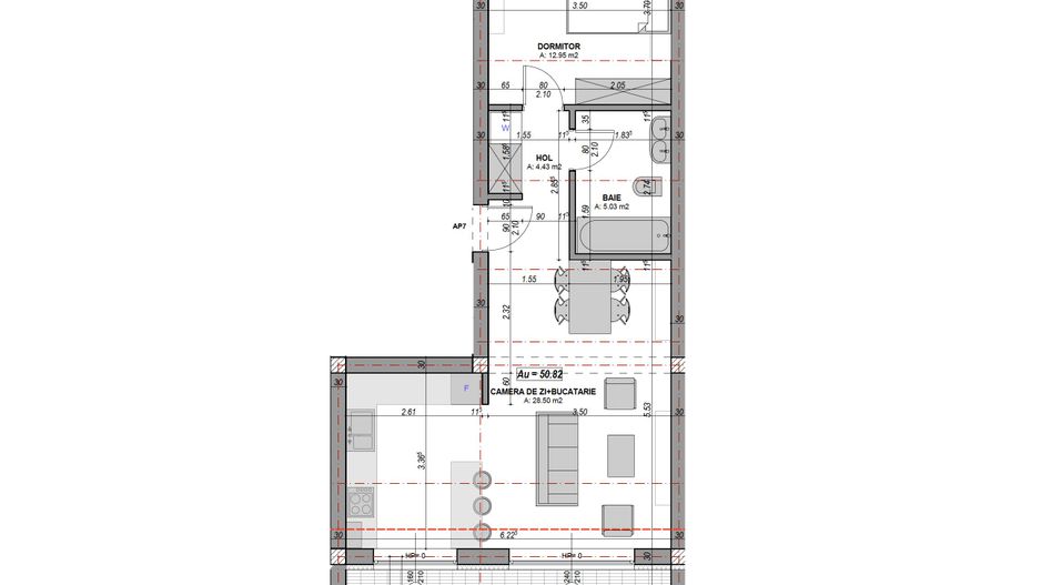 Apartament 2 camere, 51 mp utili cu balcon orientare SUD, la cheie - Poză 7