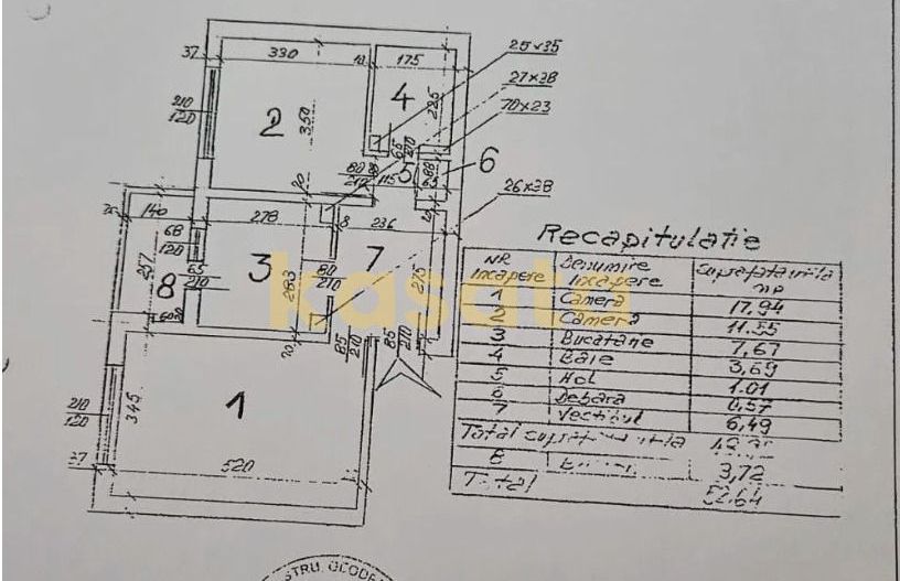 2 camere Aviatiei | ETAJ INTERMEDIAR | INSTALATII SCHIMBATE - Schiță 8