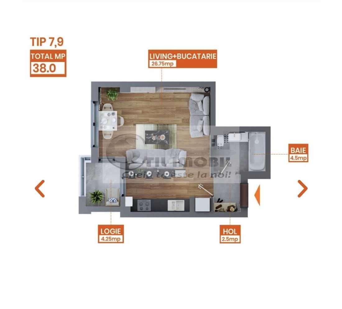 COMPLEX REZIDENTIAL IN DACIA- Ap.cu 1 camera 38mp tip 7-9, Comision 0% - Poză 5