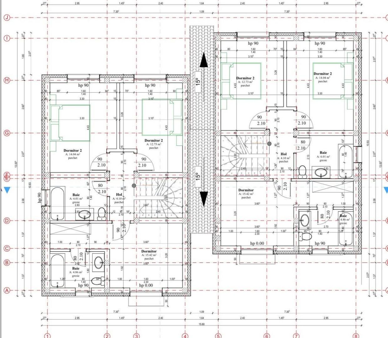 Duplex Sacalaz P+E,4Camere,3 Bai,Proiect Modern - Poză 6