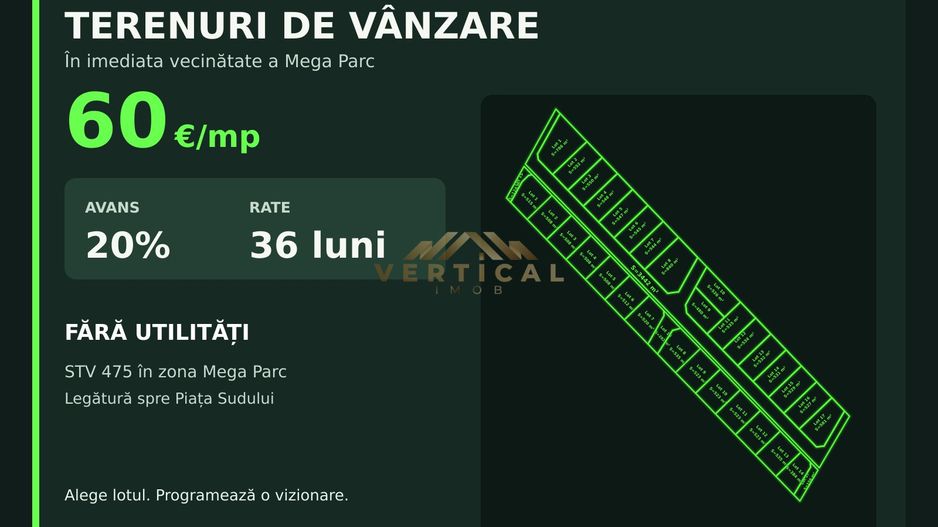 Teren Vidra – Mega Parc | 60 €/mp | Avans 20%, rate 36 luni - Poză 3
