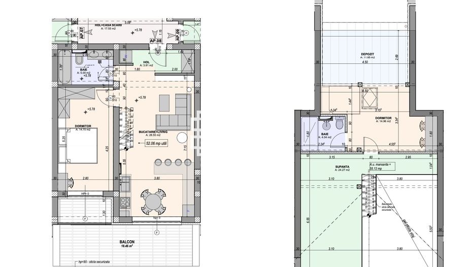 Penthouse 3 camere la cheie, intabulat, terasă 18 mp | DaVinci Homes - Schiță 12