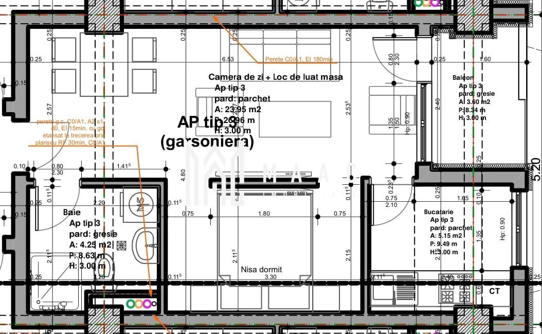 Apartament 1 cameră | 50,95MPU | Balcon |  Veterani - Schiță 6