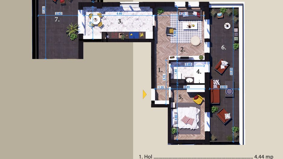 Apartament 2 camere cu TERASA,Fix la Parcul Teilor,Zona Titanul Nou - Poză 8