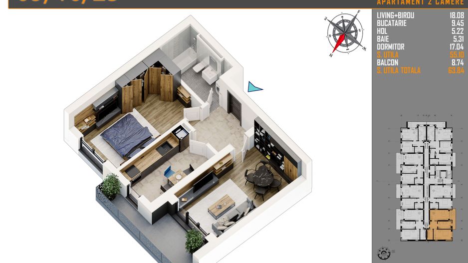 2 camere  - parcare bonus - Titan Pallady comision 0% - Schiță 8