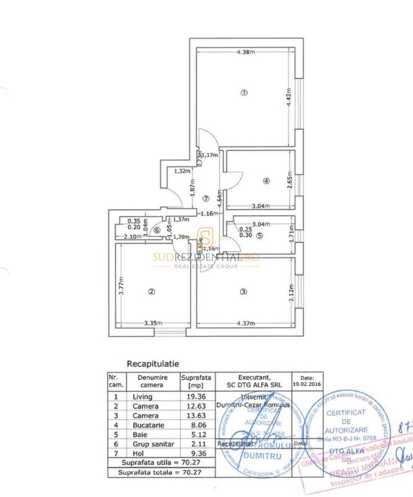 Apartament 3 Camere, 70 mp, Bloc 2016, Strada Cheile Turzii - Schiță 10