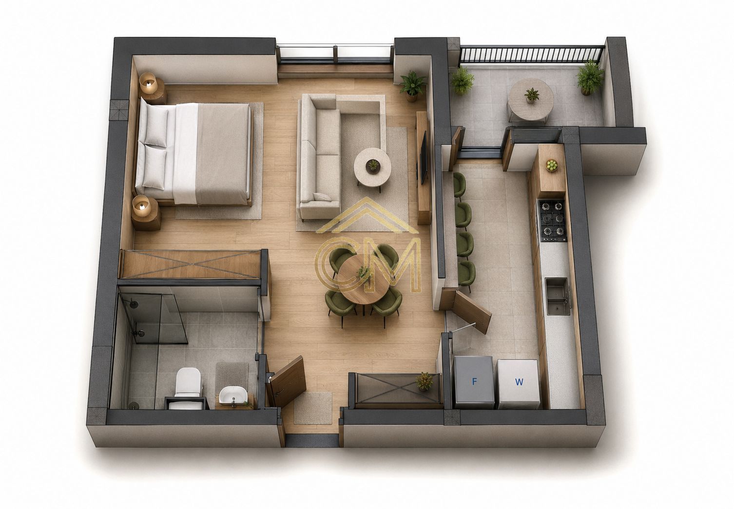 Apartament 1 Camera-Etaj 1-Balcon-Parcare-37MPU - Poză 1