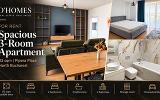 For Rent | Spacious 3-Room Apartment | 83 sqm | Pipera Plaza - Poză 1