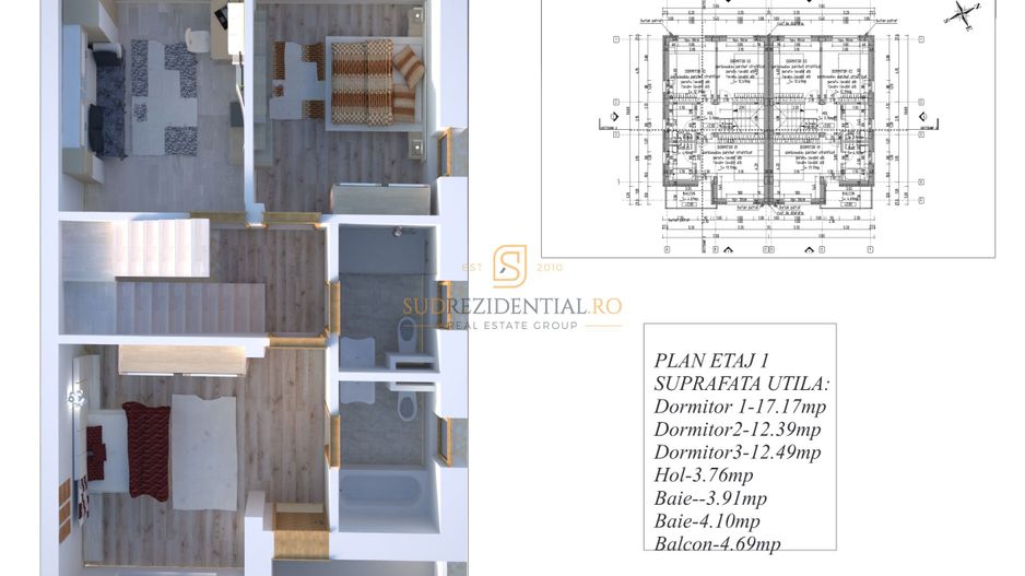Duplex spatios 5 camere, 133 mp utili si parcare, Strada Astrelor - Poză 8