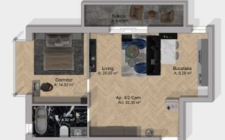Apartament 2 Camere | Bloc Nou | Langa Padure | Terra, Floresti - Schiță 3