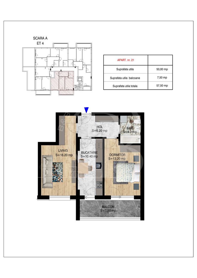 2 camere decomandat   Pallady Metrou Nicolae Teclu - Schiță 17