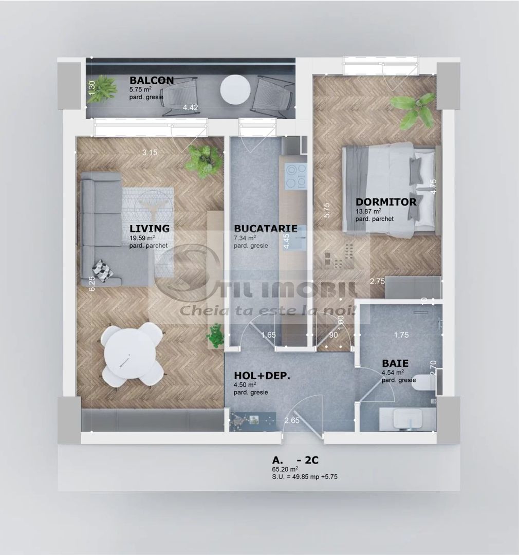 Ap. 2 camere, Decomandat, 55.6mp Tatarasi-Venetia - Poză 4